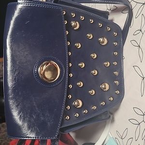 Pink Haley messenger blue studded crossody bag. NWOT